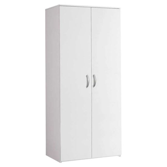 Immagine di ARMADIO 2 ANTE BATTENTI TUBO APPENDI ABITI, PIEDINI PLASTICA, L81XP52XH175 CM, BIANCO