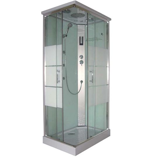 Immagine di CABINA IDRO VALE 70X100X215 CM, PROFILI IN ALLUMINIO GRIGIO SATINATO PORTE SCORREVOLI IN VETRO TEMPRATO 5 MM TRASPARENTE