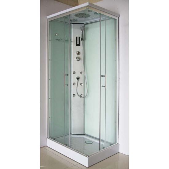 Immagine di CABINA IDRO MANU 70X90XH215 CM, PROFILI IN ALLUMINIO GRIG SAT, PORTE SCORREVOLI IN VETRO TEMPRATO, SPESSORE 5 MM, ANTE FISSE SPESS 4 MM