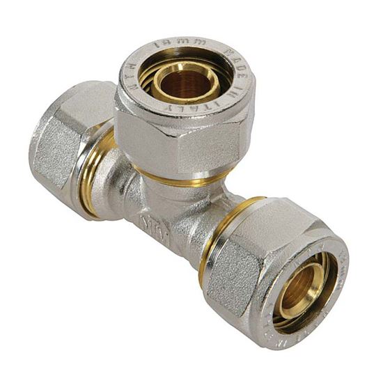 Immagine di RACCORDO A STRINGERE A T, PER TUBO MULTISTRATO, 16X16X16 MM, 10 PEZZI