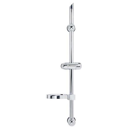 Immagine di ASTA SALISCENDI REGOLABILE, A FORI ESISTENTI, CON PORTA SAPONE, MAX, 74 CM, CROMO