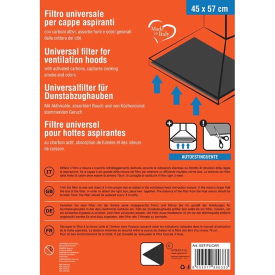 Immagine di FILTRO CAPPA, CARBONI ATTIVI, COLORE NERO, 45X57 CM