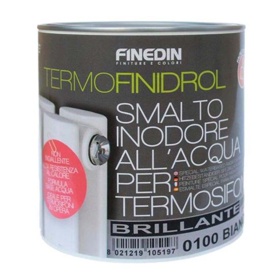 Immagine di SMALTO TERMOFINIDROL PER TERMOSIFONI, ALL'ACQUA INODORE, COLORE BIANCO, SATINATO, 0,75 LT
