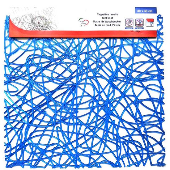 Immagine di TAPPETINO PER INTERNO LAVELLO, MODELLO INTRECCIO BLU,  320X300 MM