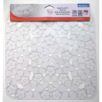 Immagine di TAPPETINO PER INTERNO LAVELLO, MODELLO FIORI TRASPARENTE, 320X300 MM