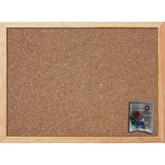 Immagine di BACHECA IN SUGHERO, CON CORNICE IN LEGNO, SUGHERO ENTRAMBI I LATI, SPESSORE 14 MM, ACCESSORI FISSAGGIO INCLUSI, 30X45 CM