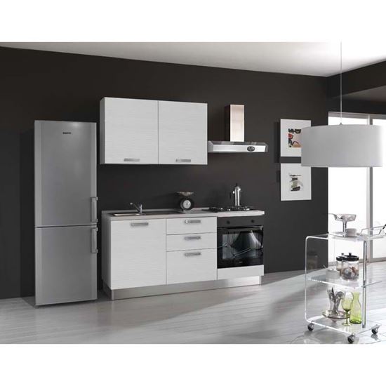 Immagine di CUCINA SERENA H204XL180 CM CASSA NOBILITATO BIANCO NO FRIGO TOP H 4 CM ELDO BIS BEKO CON FORNO STATICO WHITE LARIX, SX
