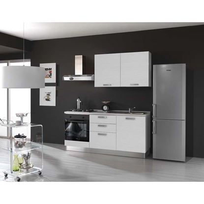 Immagine di CUCINA SERENA H204XL180 CM CASSA NOBILITATO BIANCO NO FRIGO TOP H 4 CM ELDO BIS BEKO CON FORNO STATICO WHITE LARIX, DX