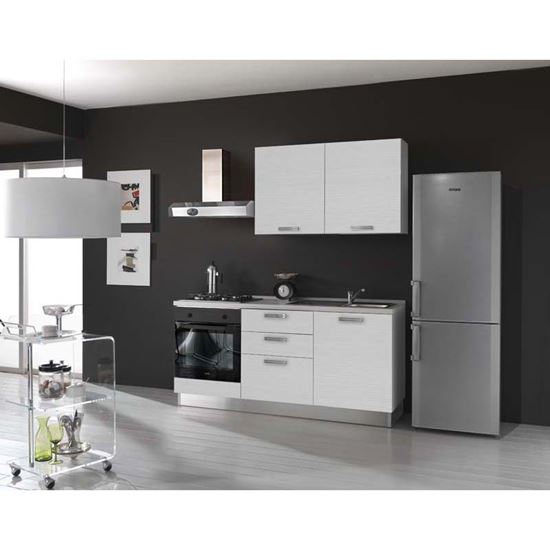 Immagine di CUCINA SERENA H204XL180 CM CASSA NOBILITATO BIANCO NO FRIGO TOP H 4 CM ELDO BIS BEKO CON FORNO STATICO WHITE LARIX, DX