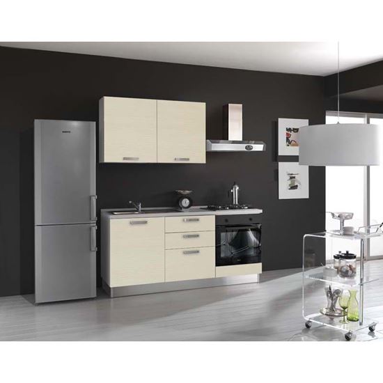 Immagine di CUCINA SERENA H204XL180 CM CASSA NOBILITATO BIANCO NO FRIGO TOP H 4 CM ELDO BIS  BEKO CON FORNO STATICO  LARICE CREMA SX