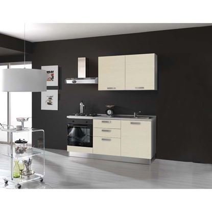 Immagine di CUCINA SERENA H204XL180 CM CASSA NOBILITATO BIANCO NO FRIGO TOP H 4 CM ELDO BIS  BEKO CON FORNO STATICO  LARICE CREMA DX