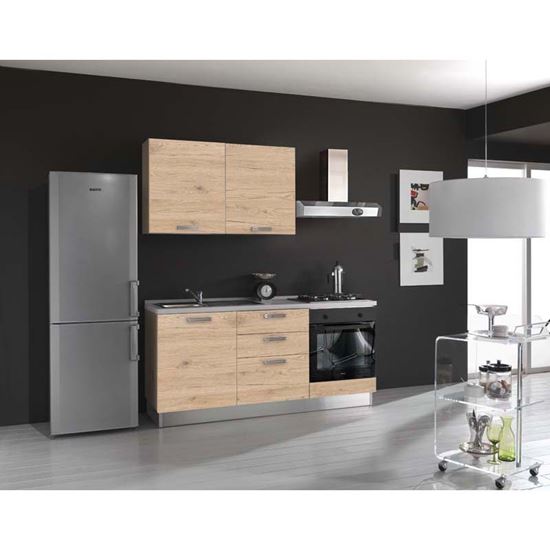 Immagine di CUCINA SERENA H204XL180 CM CASSA FRONTALI ROVERE  NO FRIGO TOP H 4 CM ELDO BIS  BEKO CON FORNO STATICO ROVERE CRUDO SX