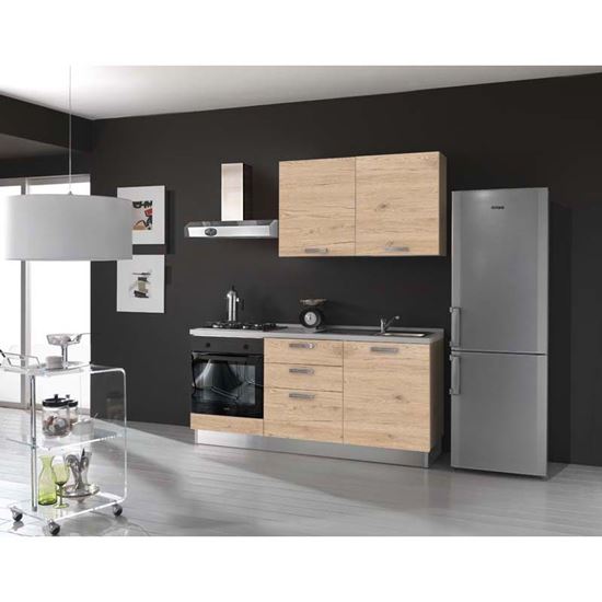 Immagine di CUCINA SERENA H204XL180 CM CASSA FRONTALI ROVERE  NO FRIGO TOP H 4 CM ELDO BIS  BEKO CON FORNO STATICO ROVERE CRUDO DX