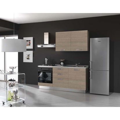 Immagine di CUCINA SERENA H204XL180 CM LARICE GRIGIO NO FRIGO TOP H 4 CM ELDO BIS  BEKO CON FORNO STATICO LARICE GRIGIO DX