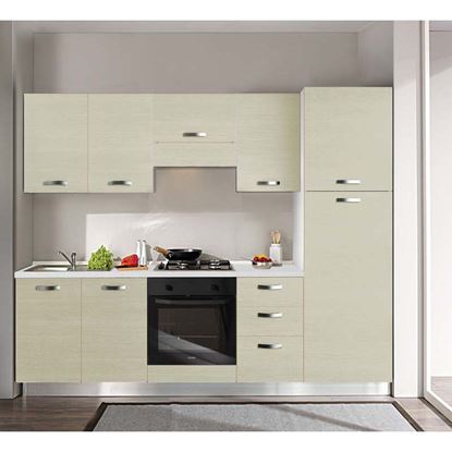 Immagine di CUCINA MANUELA H204XL255 CM  TOP H 4 CM ELDO TRIS BEKO CON FORNO STATICO LARICE CREMA DX