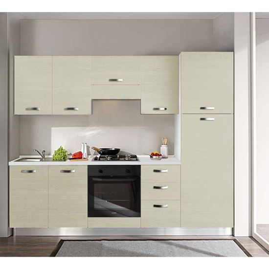 Immagine di CUCINA MANUELA H204XL255 CM  TOP H 4 CM ELDO TRIS BEKO CON FORNO STATICO LARICE CREMA DX