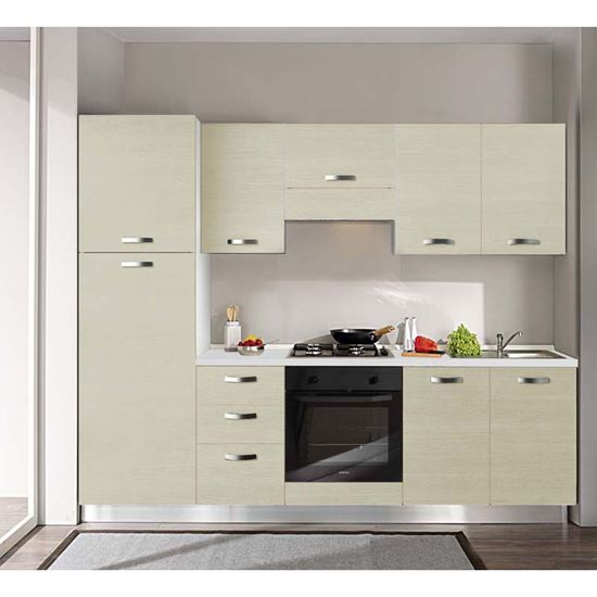 Immagine di CUCINA MANUELA H204XL255 CM  TOP H 4 CM ELDO TRIS BEKO CON FORNO STATICO LARICE CREMA SX