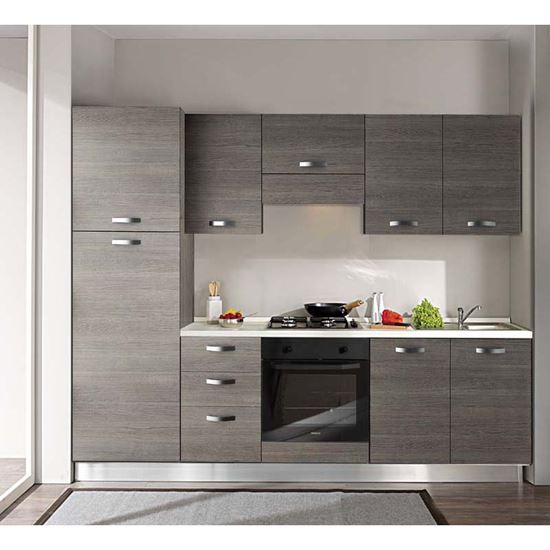 Immagine di CUCINA MANUELA H204XL255 CM CASSA E FRONTALI LARICE GRIGIO TOP H 4 CM  ELDO TRIS BEKO CON FORNO STATICO LARICE GRIGIO SX