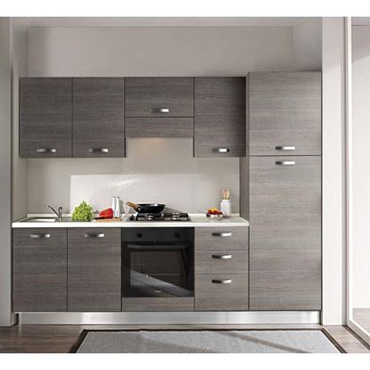 Immagine di CUCINA MANUELA H204XL255 CM CASSA E FRONTALI LARICE GRIGIO TOP H 4 CM  ELDO TRIS BEKO CON FORNO STATICO LARICE GRIGIO DX