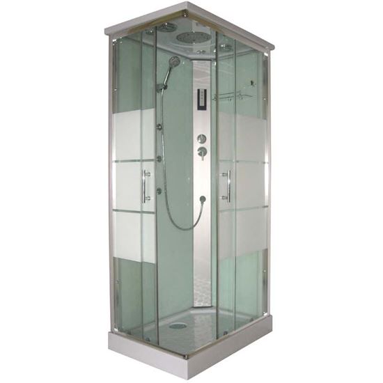 Immagine di CABINA IDRO VALE 70X100X215 CM, PROFILI IN ALLUMINIO GRIGIO SAT, VETRO TEMPERATO, ANTE SCORREVOLI SPESS 5 MM, ANTE FISSE SPESS 4 MM