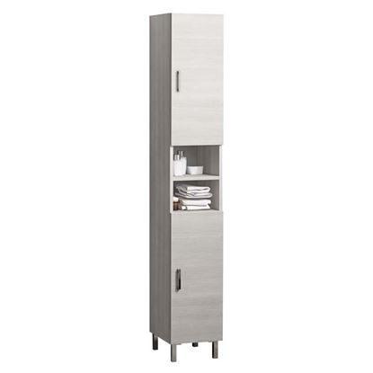 Immagine di COLONNA PISA, CON 2 ANTE REVERSIBILI, 3 RIPIANI FISSI, 4 RIPIANI SFILABILI,30X34H185 CM, COLORE LARICE