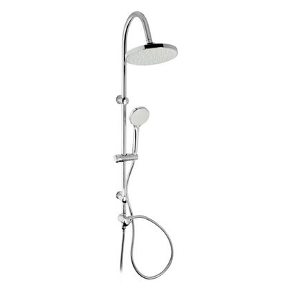 Immagine di COLONNA DOCCIA MIX VOYAGER, IN ACCIAIO CROMATO E ABS, DOCCETTA Ø 10 CM, SOFFIONE Ø 20 CM, ANTICALCARE FLESIBILE 150 CM