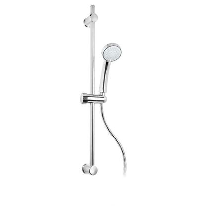 Immagine di SALISCENDI ISCHIA, IN ACCIAIO INOX E ABS, DOPPIA AGGRAFFAATURA, DOCCETTA 3 GETTI, FLESSIBILE 150 CM