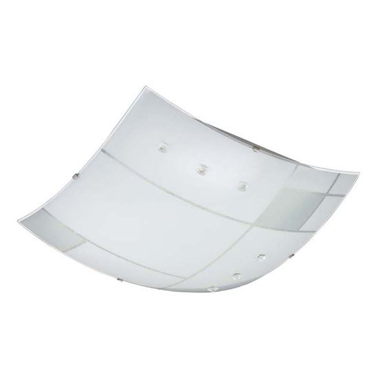 Immagine di PLAFONIERA A LED CARRE 1X20W, COLORE BIANCO SERIGRAFATO CON CRISTALLI, GANCI CROMO, 40X40 CM