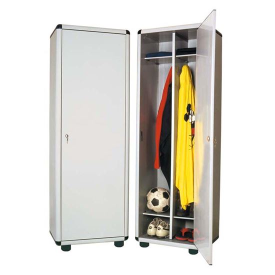 Immagine di ARMADIO SPOGLIATOIO SPORCO/PULITO IN RESINA 1 ANTA, 2 RIPIANI, CHIAVE E PIEDINI IN DOTAZIONE, 59X175X39 CM