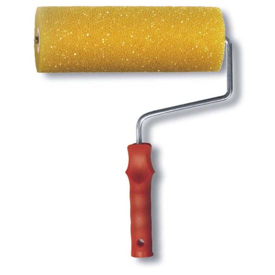 Immagine di RULLO SPUGNA GRANA MEDIA, GAMBO GALVANIZZATO ARGENTO Ø 7 MM, MANICO POLIPROPILENE A VITE, 22 CM
