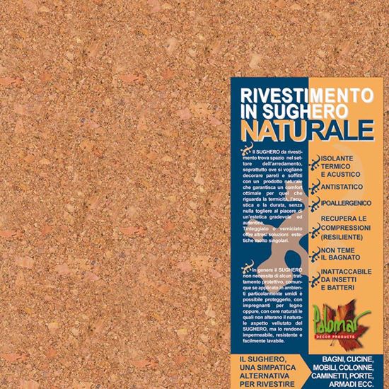Immagine di RIVESTIMENTO IN SUGHERO, LASTRA 30X30 CM, SPESSORE 2 MM, CONFEZIONE DA 11 PEZZI 