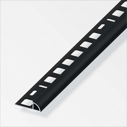 Immagine di PROFILO PER PIASTRELLE A QUADRANTE 10X21 MM, ALLUMINIO NERO SPAZZOLATO, 2,5 MT