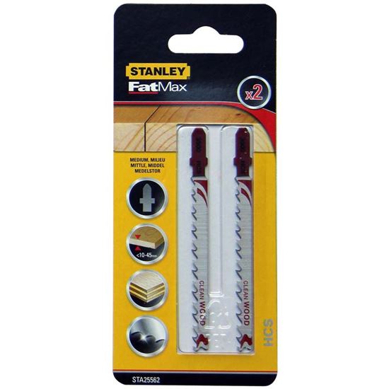 Immagine di 2 LAME FAT MAX, PER TAGLIO MEDIO SU LEGNO, HCS, ATTACCO A T, STANLEY FATMAX, 100X4.0-5.2 MM