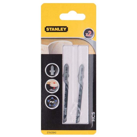 Immagine di 2 LAME LEGNO, PER TAGLI CURVILINEI, SU LEGNO, HCS, ATTACCO A T, STANLEY FATMAX, 83X1.52 MM