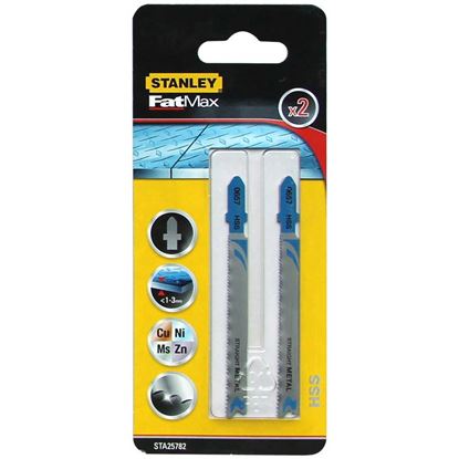 Immagine di 2 LAME FAT MAX, PER TAGLIO SU METALLO, HSS, ATTACCO A T, STANLEY FATMAX, 92X1.0-1.5 MM