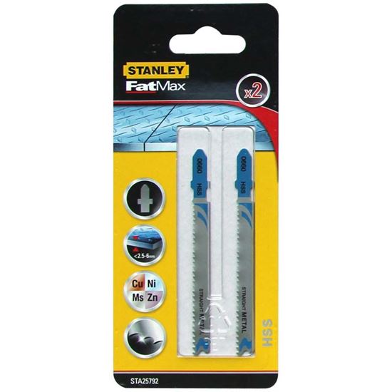 Immagine di 2 LAME FAT MAX, PER TAGLIO SU METALLO, HSS, ATTACCO A T, STANLEY FATMAX, 92.5X1.9-2.3 MM