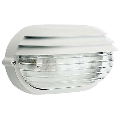 Immagine di PLAFONIERA OVALE PALPEBRA, DIFFUSORE IN VETRO STAMPATO, IP54, E27-60 W, 21,9XH11,5 CM, COLORE BIANCO