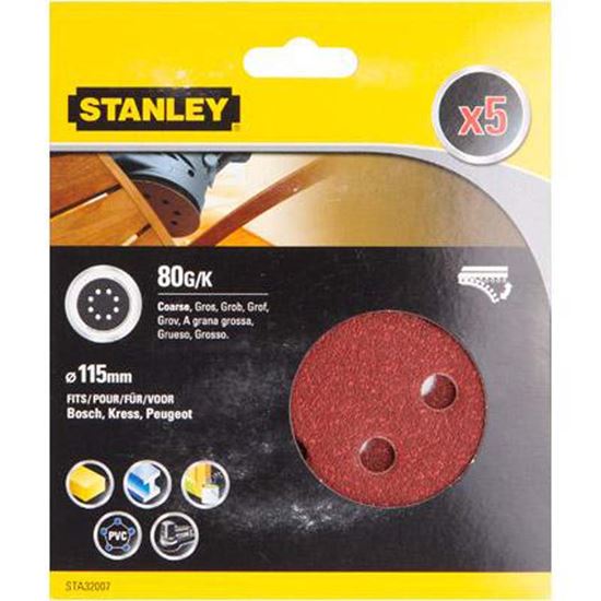 Immagine di 5 FOGLI ABRASIVI, PER LEVIGATRICE ROTORBITALE, Ø 115 MM, GRANA 80
