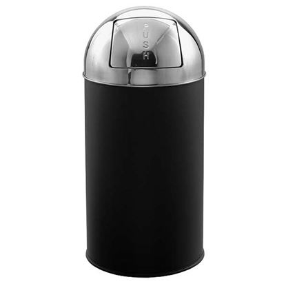 Immagine di GETTACARTE APOLLINO PUSH, SPORTELLO PUSH, SECCHIO INTERNO CON MANIGLIA, 40 LT, CON TESTA INOX, NERO