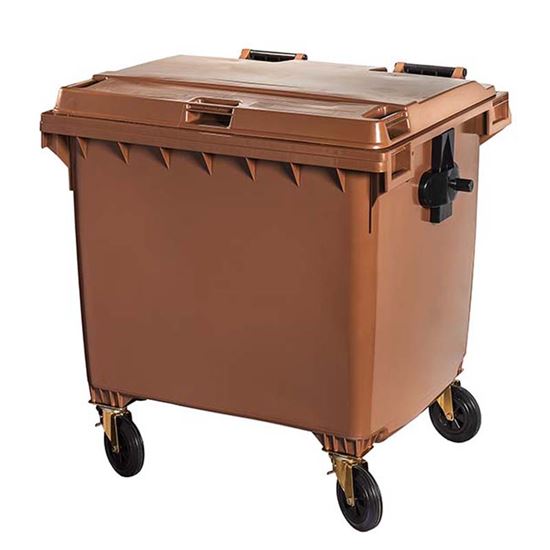 Immagine di CONTENITORE IN PLASTICA CONTIVIA 4, 4 RUOTE 1100 LT, MARRONE