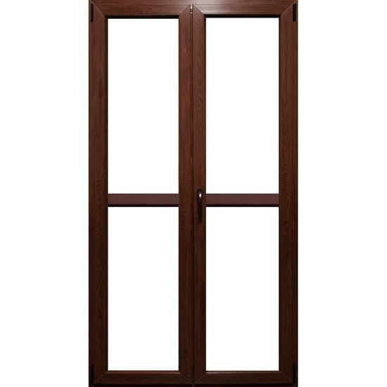 Immagine di PORTAFINESTRA PVC 120X220 CM  2 ANTE 6 CAMERE, DOPPIO VETRO, COLORE NOCE 