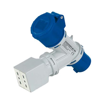 Immagine di MOLTIPLICATORE INDUSTRIALE 2 USCITE, 1 PRESA CEE 16A 2P+T 220V IP44 + 2 BIPASSO