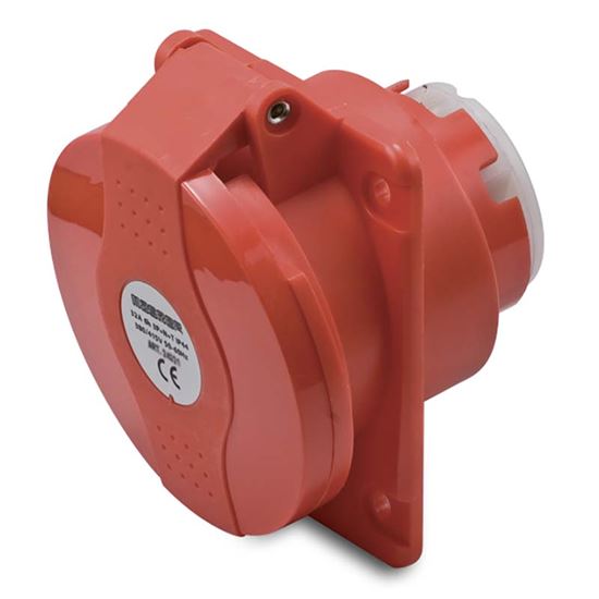 Immagine di PRESA FISSA DA INCASSO 16A, 3P+N+T, COLORE ROSSO, 6H, IP44, 380-415V