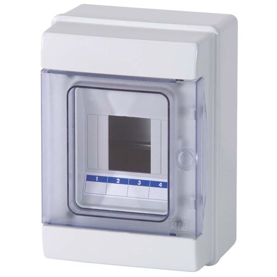 Immagine di CENTRALINO DA PARETE 4 MODULI, PORTA TRASPARENTE, IP65