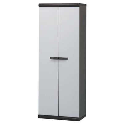 Immagine di ARMADIO ALTO 2 ANTE TUTTOPIANI, 3 RIPIANI IN RESINA, GRIGIO, 63X39X169 CM