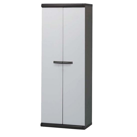 Immagine di ARMADIO ALTO 2 ANTE TUTTOPIANI, 3 RIPIANI IN RESINA, GRIGIO, 63X39X169 CM