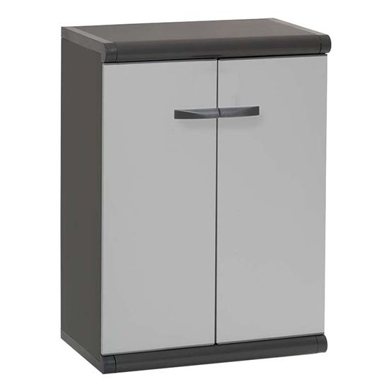 Immagine di ARMADIO BASSO 2 ANTE, IN RESINA, 63X39XH84 CM, GRIGIO, 1 RIPIANO