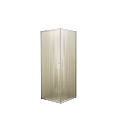 Immagine di BOX DOCCIA GIULIA, PROFILO BIANCO, CRISTALLO PIUMATO, SPESSORE 4 MM, MANIGLIA BIANCA, 69/79X69/79X185 CM