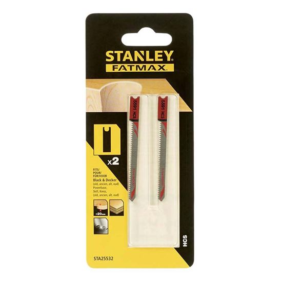 Immagine di 2 LAME PER TAGLI CURVILINEI, SU LEGNO, HCS, ATTACCO A U, STANLEY FATMAX, 75X2.0 MM