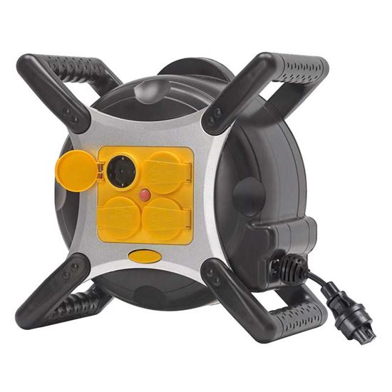 Immagine di AVVOLGICAVO 16A 4 USCITE UNIVERSALI E SHUKO, 20 METRI - VIMAR